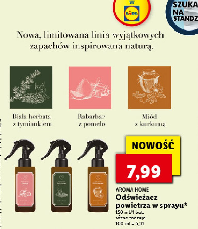 Odświeżacz w sprayu rabarbar z pomelo Aroma home promocja