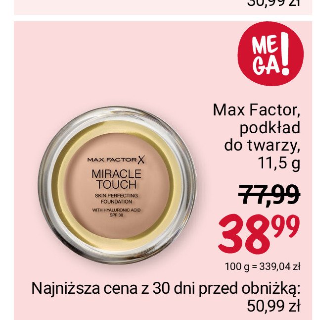 Podkład 043 golden ivory Max factor miracle touch promocja