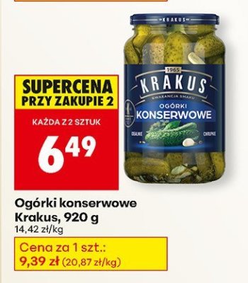 Ogórki konserwowe Krakus promocja w Biedronka
