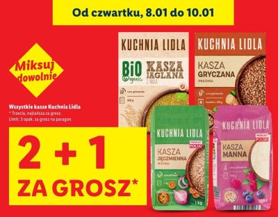 Wszystkie kasze Kuchnia Lidla 2+1 ZA 1 GROSZ promocja w Lidl
