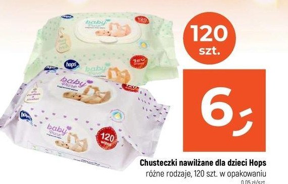 Chusteczki nawilżane HOPS BABY PURE promocja w Dealz