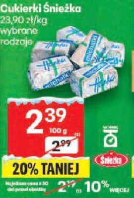Cukierki Śnieżka 100g wybrane rodzaje promocja w Delikatesy Centrum