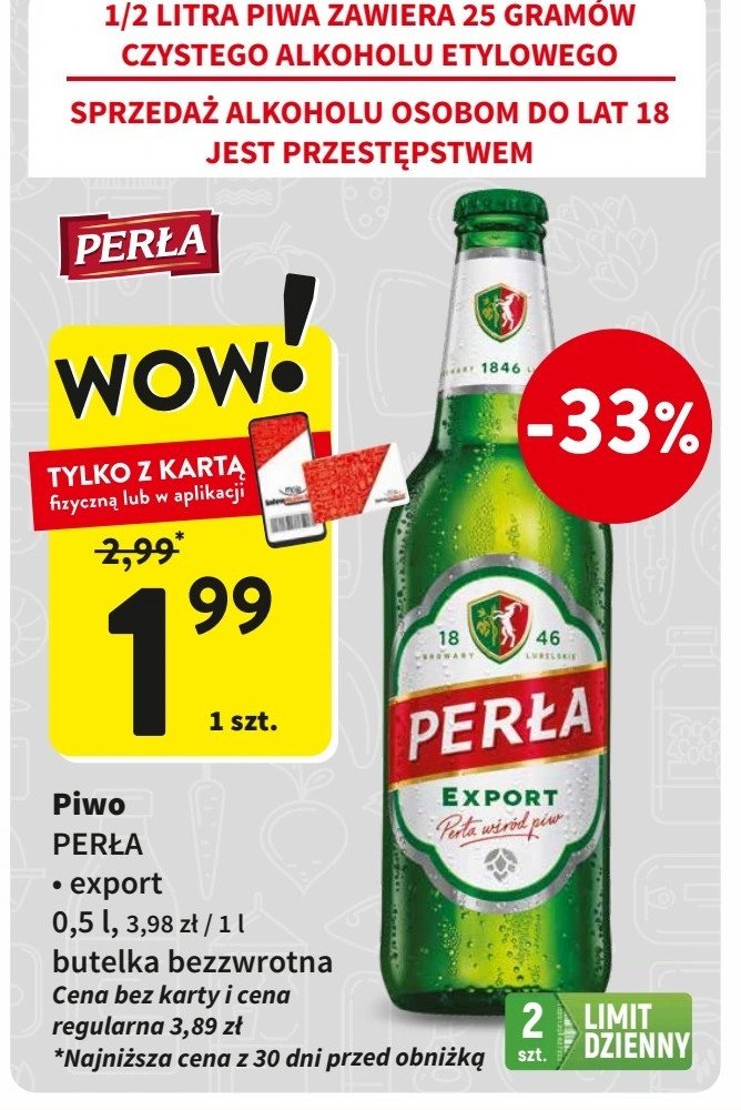 Piwo Perła export promocja w Intermarche