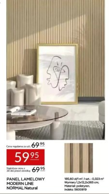 Panel lamelowy PANEL LAMELOWY MODERN LINE NORMAL Natural promocja w Abra Meble