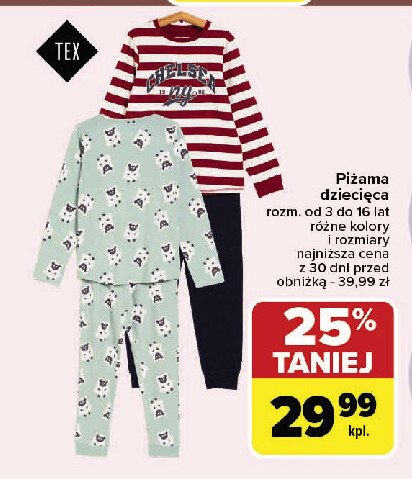 Piżama dziecięca Tex promocja w Carrefour