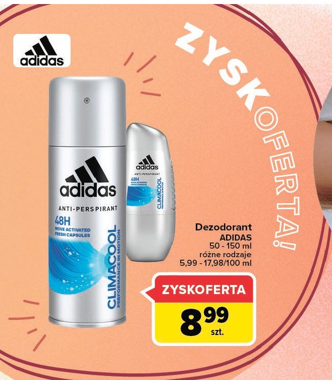 Dezodorant Adidas men climacool Adidas cosmetics promocje