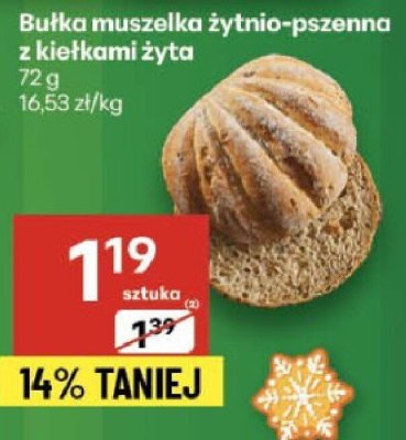 Bułka muszelka żytnio-pszenna z kiełkami żyta 72g promocja w Delikatesy Centrum