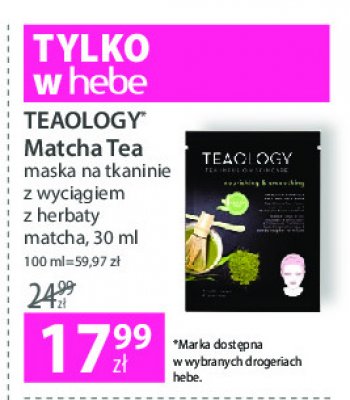Maseczka energia i perfekcja z czarnej herbaty Teaology tea infusion skincare promocja