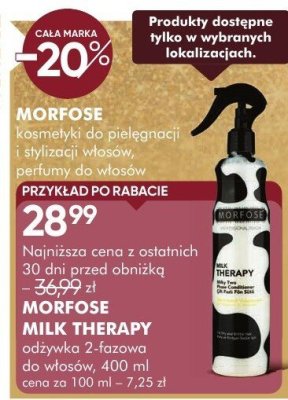Odżywka MORFOSE MILK THERAPY odżywka 2-frazowa do włosów, 400 ml promocja w Super-Pharm