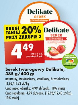 Serek twarogowy brzoskwiniowy Delikate promocja w Biedronka