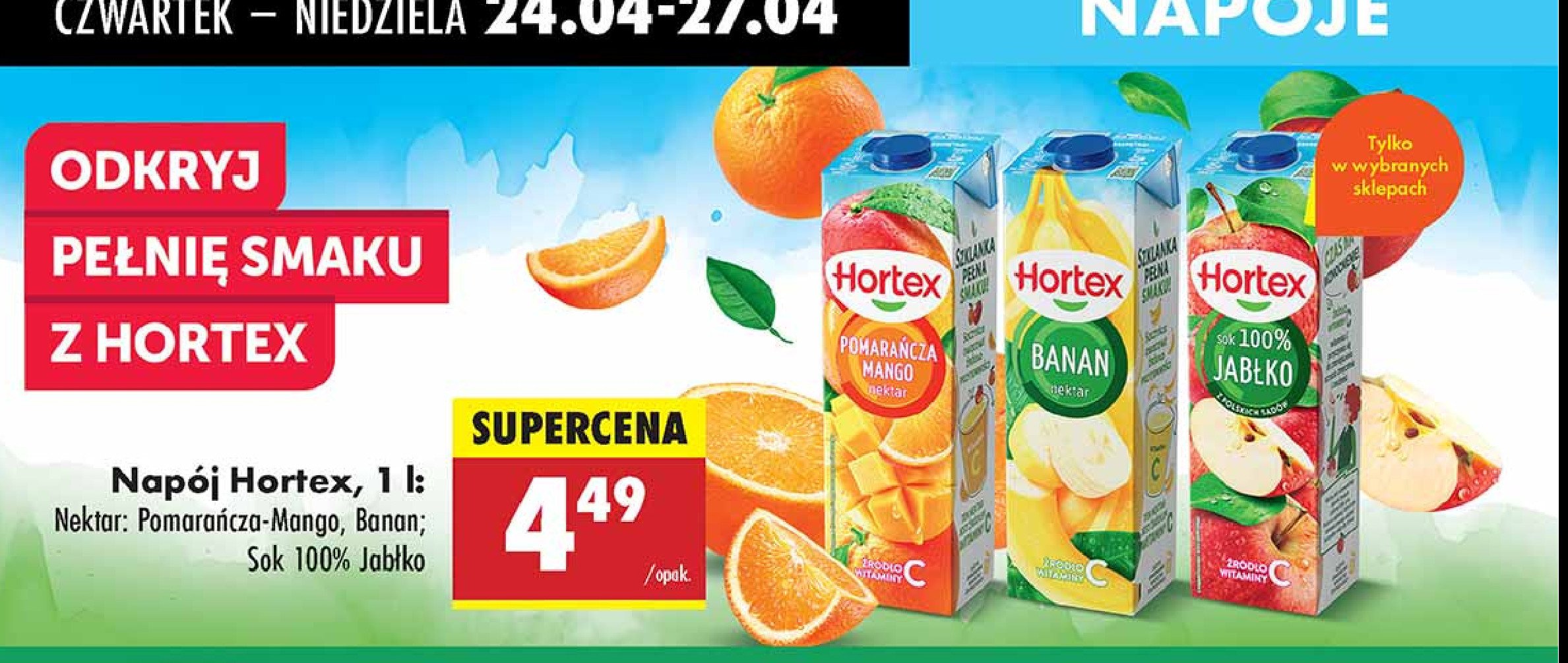 Nektar pomara艅cza mango Hortex promocja