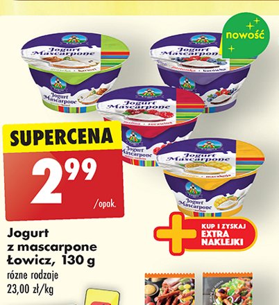 Jogurt mascarpone brzoskwinia-mango-siemię lniane Łowicz 1906 promocja