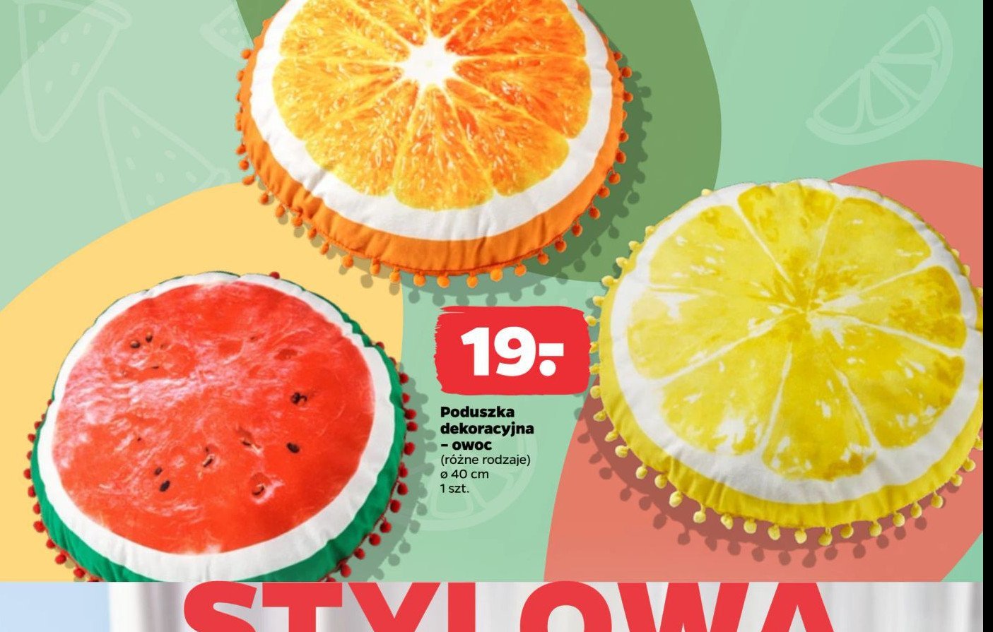 Poduszka dekoracyjna 40 cm owoc promocja w Netto