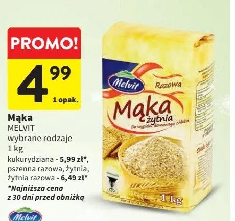 Mąka pszenna razowa Melvit promocja w Intermarche