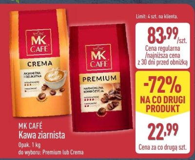 Kawa ziarnista Premium 1 kg promocja w Aldi
