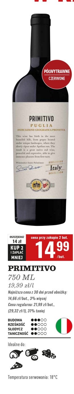 Wino PRIMITIVO PUGLIA promocja