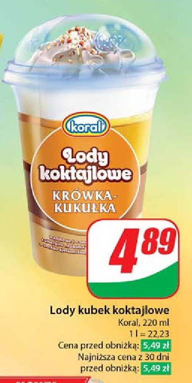 Lody koktajlowe Koral kr贸wka-kuku艂ka promocja