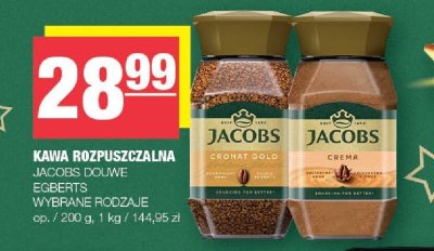 Kawa rozpuszczalna Jacobs Douwe Egberts wybrane rodzaje Cronat Gold, Crema promocja w SPAR