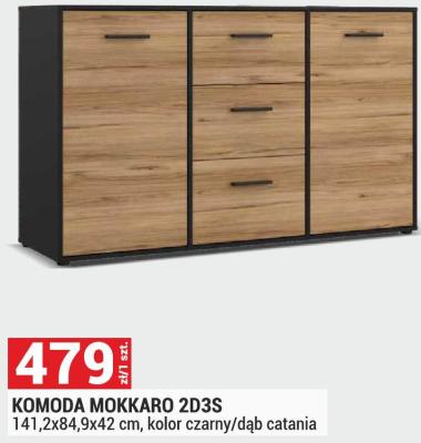 Komoda MOKKARO 2D3S 141,2x84,9x42 cm, kolor czarny/dąb catania promocja w Merkury Market