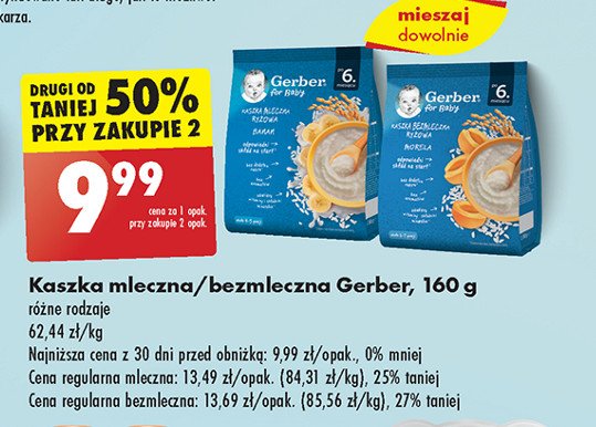 Kaszka bezmleczna ryżowa morela Gerber natural for baby promocja