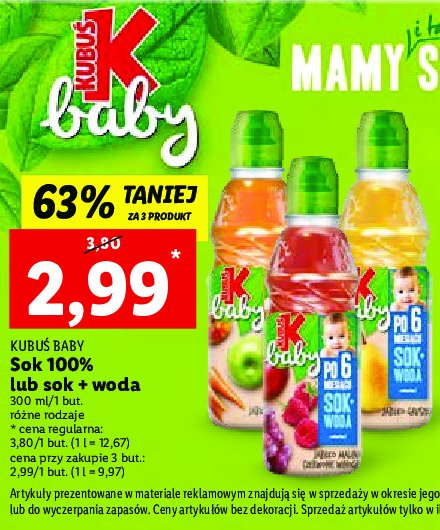Sok + woda jabłko-banan-marchew Kubuś baby promocja