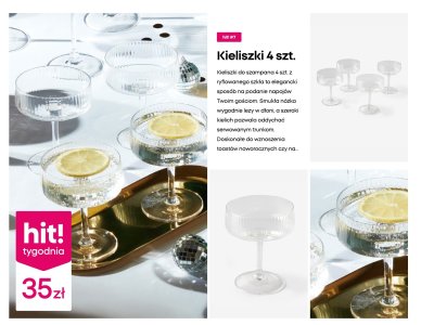 Kieliszki do szampana 4 szt. promocja w Pepco