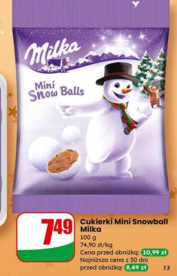 Cukierki Mini Snowball Milka promocja w Dino