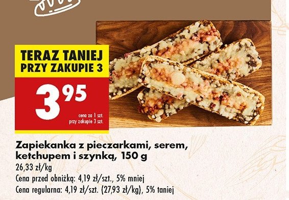 Zapiekanka z pieczarkami serem ketchupem i szynką promocja