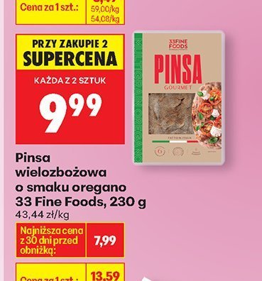 Pinsa wielozbożowa o smaku oregano 33 Fine Foods, 230 g promocja w Biedronka