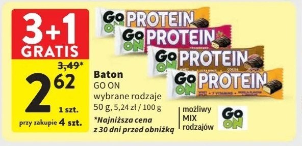 Baton proteinowy kakaowy 25% Sante go on! protein promocja w Intermarche