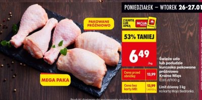 Świeże podudzie kurczaka pakowane próżniowo  promocja w Biedronka
