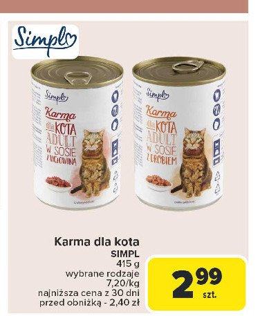 Karma dla kota w sosie i wołowiną Simpl promocja