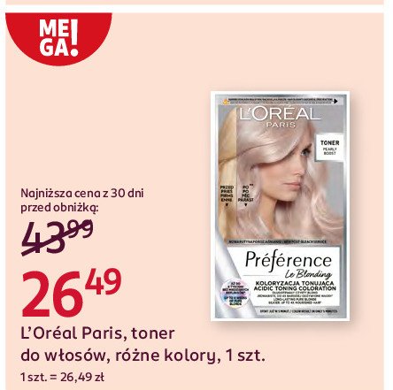 Toner do włosów 02 pearly boost L'oreal preference le blonding promocja w Rossmann