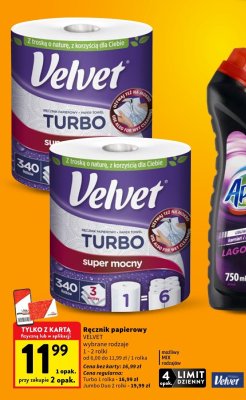 Ręcznik papierowy VELVET wybrane rodzaje 1-2 rolki promocja w Intermarche