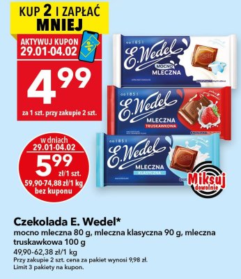 Czekolada E. Wedel mleczna ekstra 80g promocja w LEWIATAN