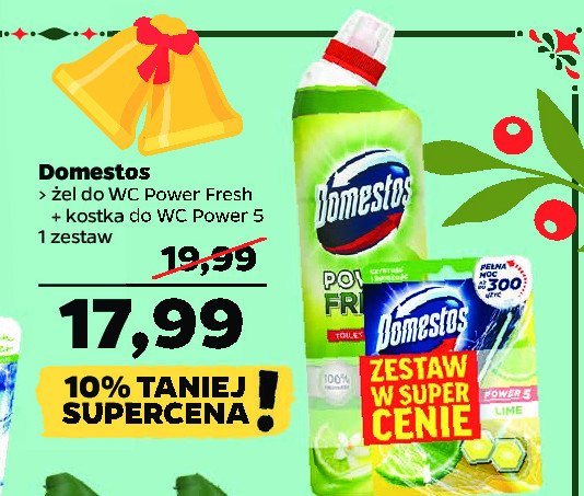 Zestaw żel do wc power fresh lime 700 ml + kostka do wc power5 lime 55 g Domestos zestaw promocja