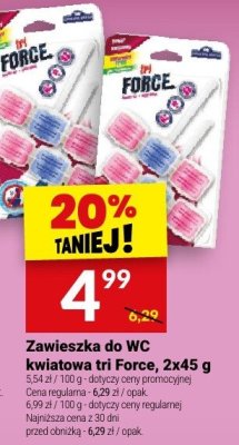 Zawieszka do WC Toilet Gel Force, 2x45 g promocja w Twój Market