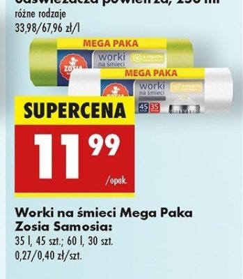 Worki na śmieci 60 l z taśmą ściągającą Zosia samosia promocja