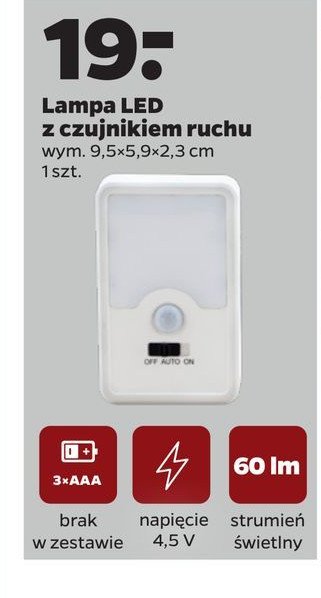 Lampa led z czujnikiem ruchu 9.5 x 5.9 x 2.3 cm promocja