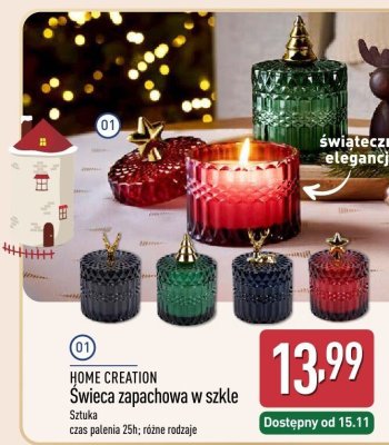 Świeca zapachowa w szkle HOME CREATION promocja w Aldi