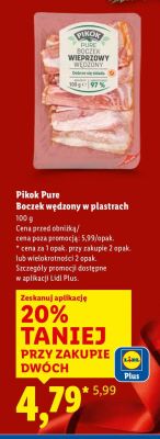 Boczek wędzony w plastrach Pikok Pure promocja w Lidl