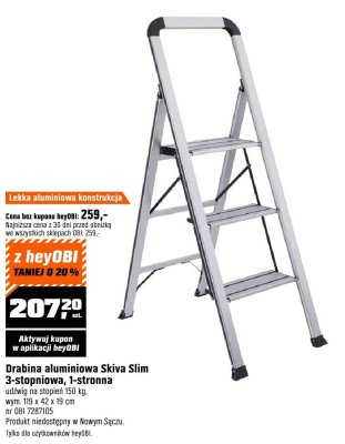 Drabina aluminiowa Skiva Slim 3-stopniowa, 1-stronna promocja w OBI