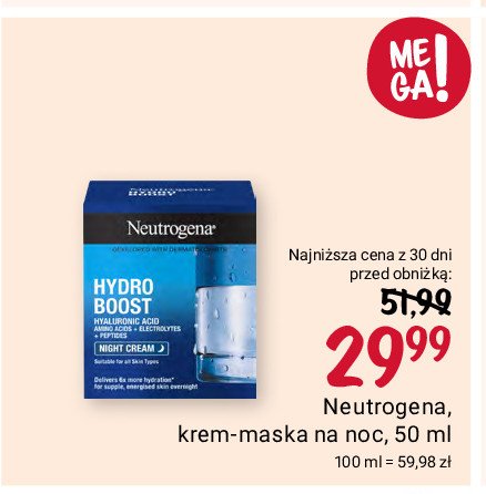 Krem-maska na noc Neutrogena hydro boost promocja