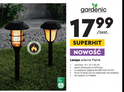 Lampa solarna flame 12 x 12 x 40 cm Gardenic yard promocja