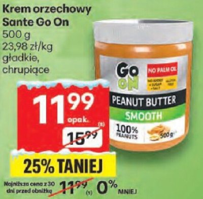 Krem orzechowy Sante Go On gładkie, chrupiące promocja w Delikatesy Centrum