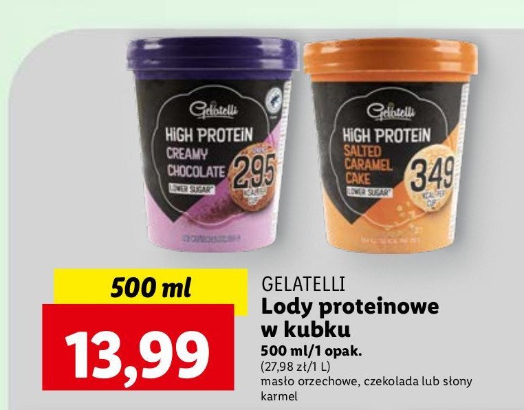 Lody salted caramel flavour & cookies GELATELLI HIGH PROTEIN promocja