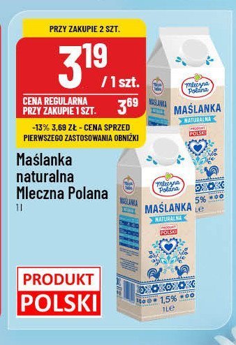 Maślanka naturalna Mleczna polana promocja