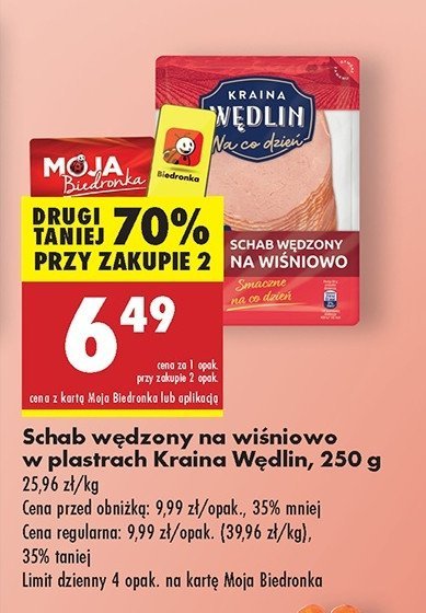 Schab wędzony na wiśniowo w plastrach Kraina wędlin promocja w Biedronka