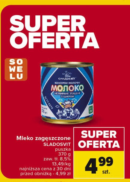 Mleko zagęszczone Sladosvit promocja