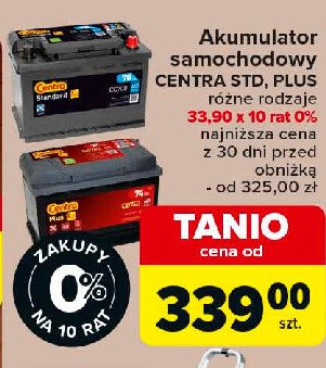 Akumulator plus 44 ah 400 a Centra promocja w Carrefour